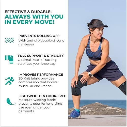 Modvel Compression Knee Brace for Women & Men, 2-Pack Knee Brace for Running Knee Pain, Knee Support Compression Sleeve, Workout Sports Knee Braces for Meniscus Tear, ACL & Arthritis Pain Relief thumbnail 4