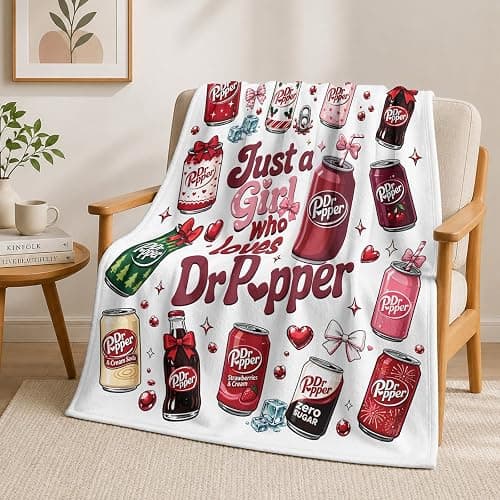 Hugmora Just a Girl Who Loves Soda Blanket, Fans Gifts for Soda, White | Soda Stuff for Girl, Blankets Throws Lightweight Soft Flannel, 50'' x 60'' thumbnail 2