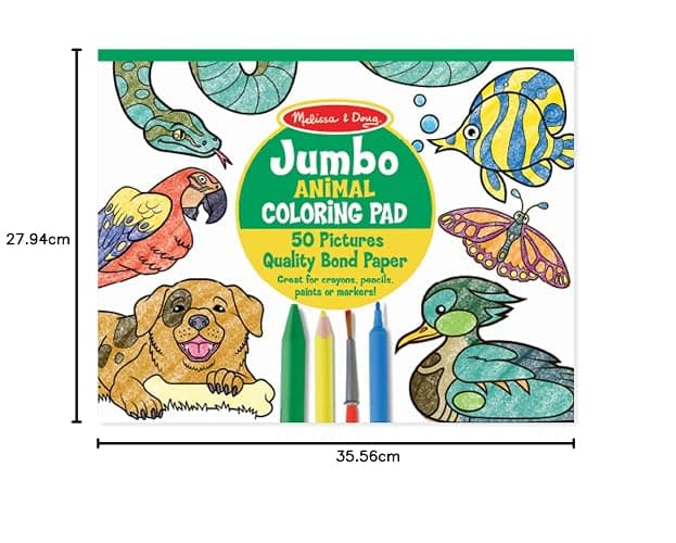 Melissa & Doug Jumbo Coloring Pad (28 cmx 35.5 cm) - Animals, 50 Pictures | Animal Coloring Book, Art Paper For Kids Painting And Drawing - English Only Packaging thumbnail 3