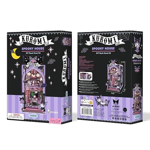 Hands Craft Kuromi Spooky House DIY Book Nook Kit – Official Sanrio Miniature Shelf Insert with Touch LED – 283-Piece 3D Puzzle for Adults & Teens – Playful & Enchanting Halloween Décor thumbnail 8