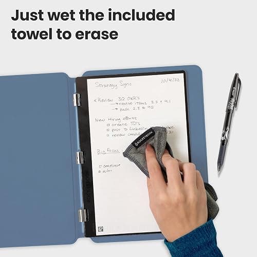 Rocketbook Pro 2.0 Reusable Professional Smart Notebook, Letter Size 8.5x11, Steel Blue - Lined & Dot Grid Pages, App-Connected, Erasable, Premium Cover, Ideal for Work Notes and Business Meetings thumbnail 4