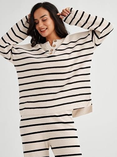 LILLUSORY Women's 2 Piece Lounge Sets Oversized Slouchy Matching Cozy Knit Sets thumbnail 3