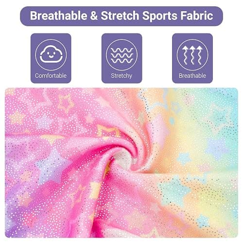 JiAmy Leotards for Girls Gymnastics, Long Sleeve Sparkly Dance Biketards with Shorts Ballet Tumbling Outfit for 3-12 Years thumbnail 5