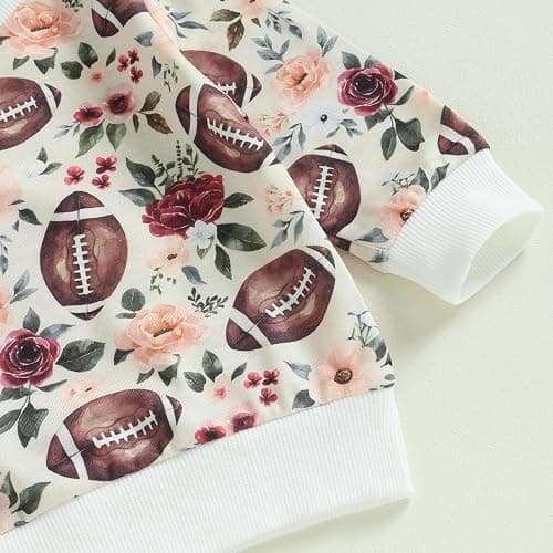 Baby Boy Girl Football Outfit Long Sleeve Crewneck Sweatshirt Pullover Tops and Elastic Pants Set 2PC Outfits thumbnail 5