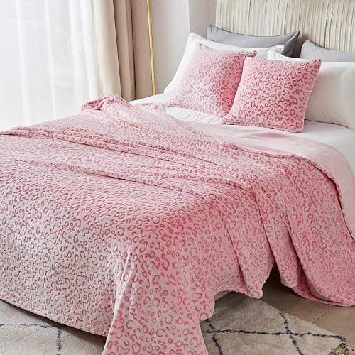 FY FIBER HOUSE Pink Throw Blanket Leopard Print Blanket Flannel Fleece Cheetah Print Cute Plush Throw for Couch, 50"X60" thumbnail 2