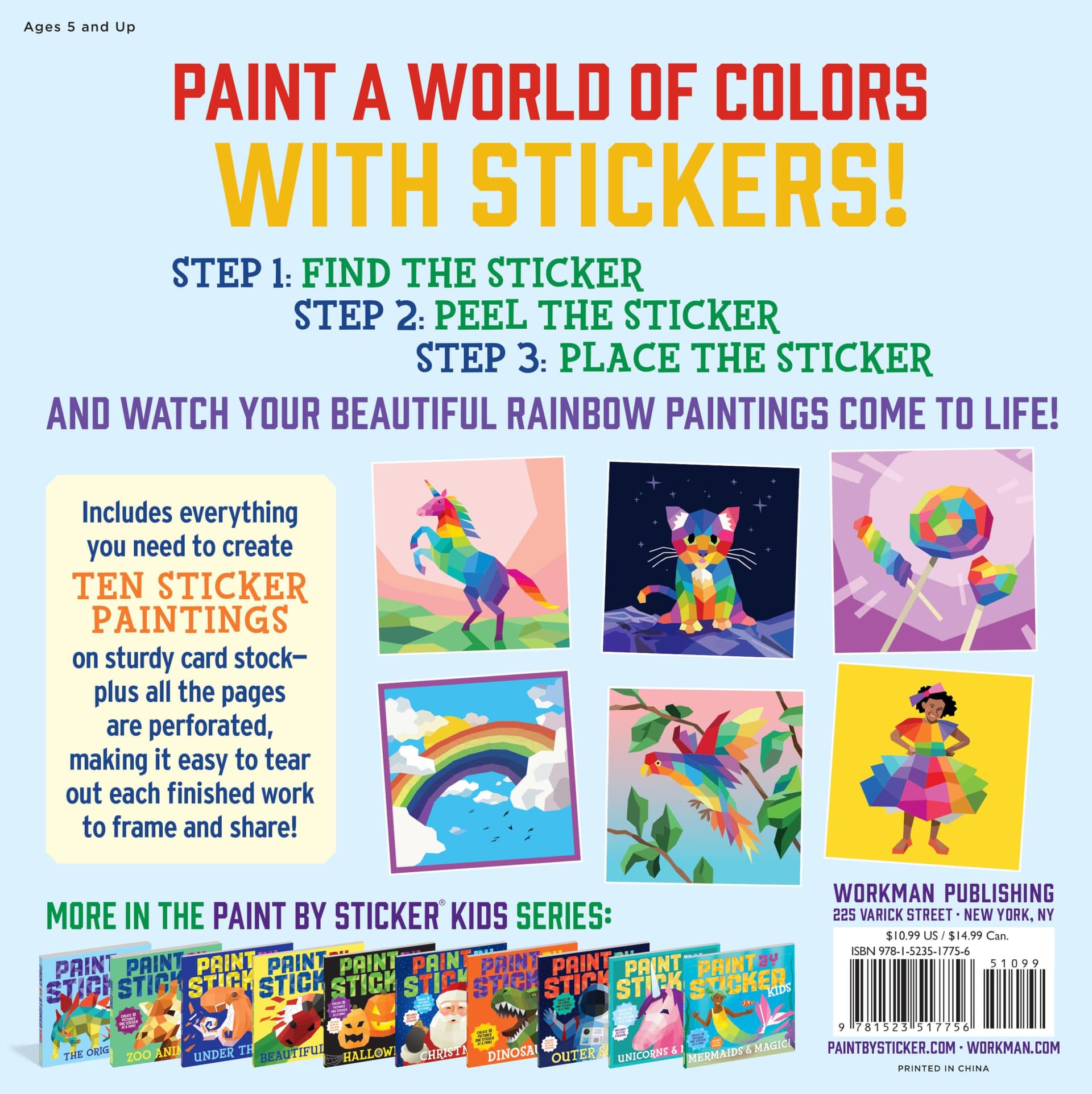 Paint by Sticker Kids: Rainbows Everywhere!: Create 10 Pictures One Sticker at a Time! thumbnail 2