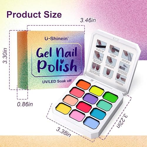 U-Shinein Gradient Painting Gel, 12 Bright Colors Ombre Gel Nail Polish for Pigment Pat Nails Aura Nails, French Manicure DIY Nail Art Long-lasting No-wipe Palette Chroma Carnival​ thumbnail 7