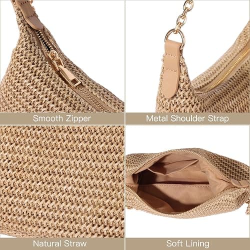 GOLDTIMO Women's Straw Woven Beach Bag Summer Vacation Shoulder Purse thumbnail 6