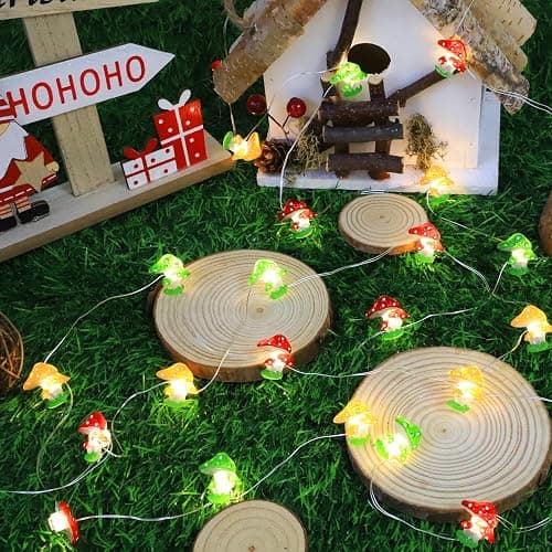 Curyidy Mushroom Fairy Lights 30 LED Copper String Lights with Remote Control & Battery Operated 3 Colors Cute Mushroom Novelty Decorative Lights for Bedroom, Home, Wall,Christmas Decor thumbnail 2