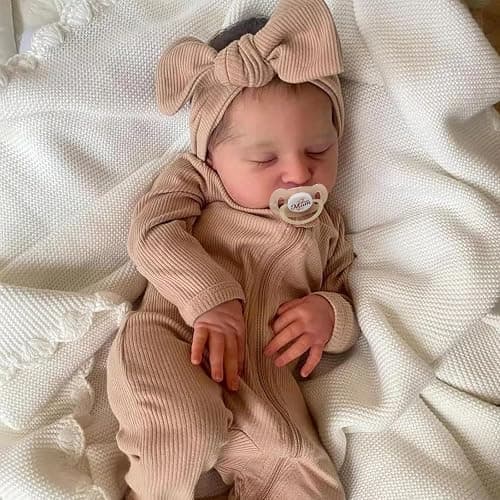 ADFO Real Life Reborn Baby Dolls Girl 20 Inches Realistic Baby Doll Soft Vinyl Sleeping Newborn Baby Dolls with Feeding Accessories for Kids Ages 3+ - Image 1