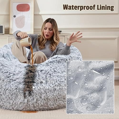Comfy Soft Bean Bag Chair Cover for Teens Adults Boys, Living Room Furniture No Filler Cover Only, Stuffed Animal Bean Bag Chair with Side Pocket Anti-Slip Bottom thumbnail 5