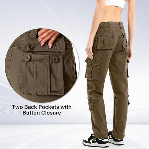 Jawtut Womens Cargo Pants Army Combat Work Pants with 8 Pockets Casual Cotton Ripstop Construction Pants thumbnail 3