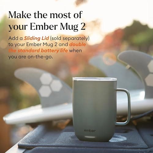 Ember Temperature Control 14oz Smart Mug 2, App-Controlled and Rechargeable Heated Coffee Cup Warmer with Intelligent LED Display, Sage Green. thumbnail 5