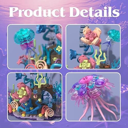 youeefy Enchanted Jellyfish Building Kit with Halloween & Christmas Festive Vibes, 526 Pcs Underwater Creature Building Blocks Set (presale) thumbnail 6