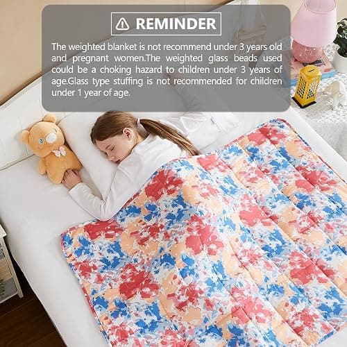 L'AGRATY Weighted Blanket - 40"x60" 10lbs Breathable Microfiber Material with Glass Beads Small Blanket for All-Season Summer Fall Winter Soft - Pink Blue Tie Dye - 40" x 60" | 10lbs thumbnail 8