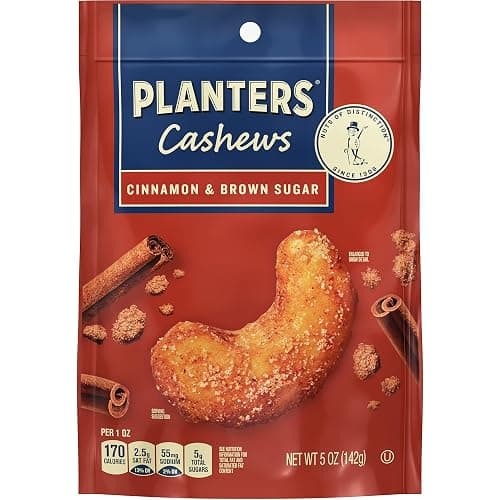 PLANTERS Cashews Cinnamon & Brown Sugar - Trail Mix Snack Pack - Snacks with Cinnamon & Brown Sugar, Snack Pack, Party Trail Mix, 5 Oz Bag - Image 1