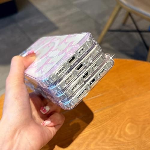 UEEBAI Magnetic for iPhone 15 Pro Max, Glitter Bow Case Compatible with MagSafe, Wireless Slim Sparkly Clear Aesthetic Phone Cover Anti-Yellowing Protective Cover for Women Girl - Glitter Pink thumbnail 5