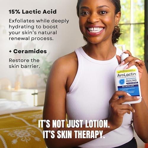 AmLactin Intensive Healing Body Lotion - Therapeutic Lotion for Extremely Dry Skin - No-Scrub Exfoliator and Moisturizer with 15% Lactic Acid AHA and Ceramides, 14.1 oz (Packaging May Vary) thumbnail 4