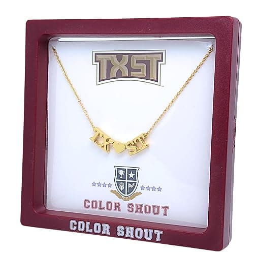 Color Shout for Texas State University, TX ST Gold Heart Necklace thumbnail 2