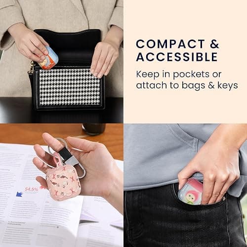kwmobile in-Ear Headphones Case for Apple Airpods 4 - Protective Shockproof Case for Earbuds with Keychain - Soft & Durable Cat and Peach thumbnail 5