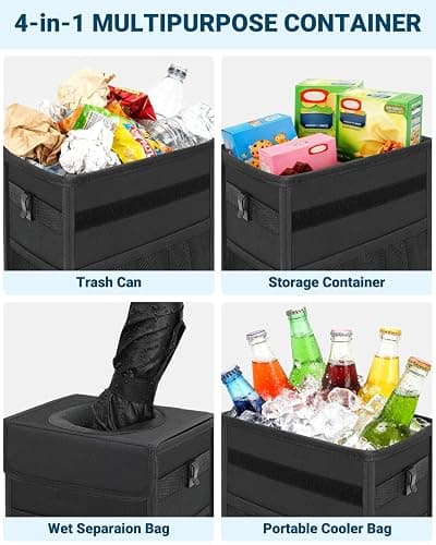 Capolo Car Trash Can with Lid, Leakproof Car Trash Bag Hanging Waterproof Automotive Garbage Can with Storage Pockets Mini Vehicle Trash Bin for Back/Front Seat(Black,2.5 Gallon) thumbnail 5