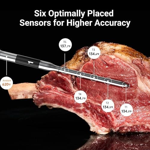 ThermoMaven Smart Bluetooth Wireless Meat Thermometer: Standalone Base, WiFi Unlimited Range, 6 Sensors with NIST Certified Accuracy, 4 Probes for Kitchen, BBQ, Grill, Oven, Smoker, Rotisserie thumbnail 3