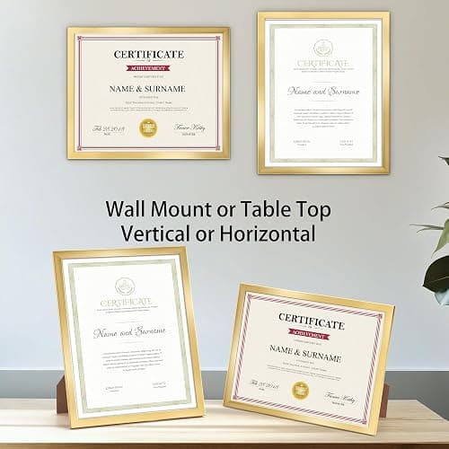 Giftgarden 8.5x11 Picture Frame Gold, 8.5 by 11 Award Certificate Diploma Document Frames for Wall or Tabletop Display, 5 Pack thumbnail 3