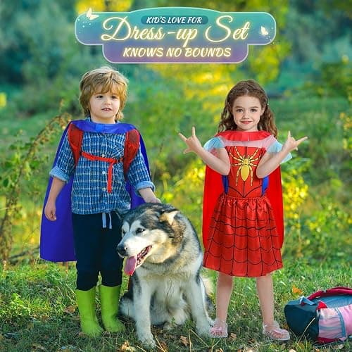 Jeowoqao Toddler Girls Dress up Costumes, Princess Dress Up Clothes for Little Girls, Kids Dress Up Pretend Play Set with Supergirl Princess Costumes Toy Gift for Girls Ages 3 4 5 6 Years thumbnail 6