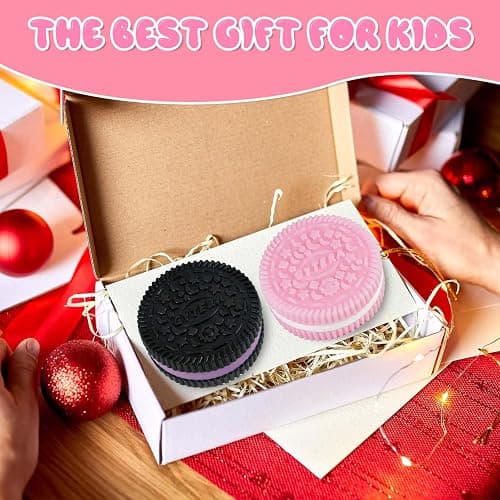 Gytera Sticky Cookie Squishies Fidget Toys Adults, Squeeze Toys Fidget Toys for Autism, Stress Balls for Adults Fidgets Birthday Easter Basket Stuffers(2 Pack Pink Black) thumbnail 8