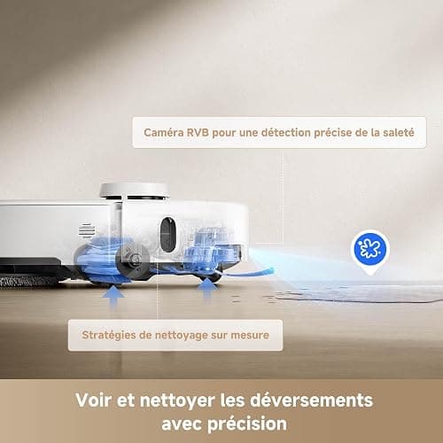 MOVA P50 Pro Ultra Robot aspirateur avec lingette adaptative, puissance d'aspiration de 19 000 Pa avec brosse anti-enchevêtrement, nettoyage automatique de la lingette et de la plaque de lavage à 75°C thumbnail 7