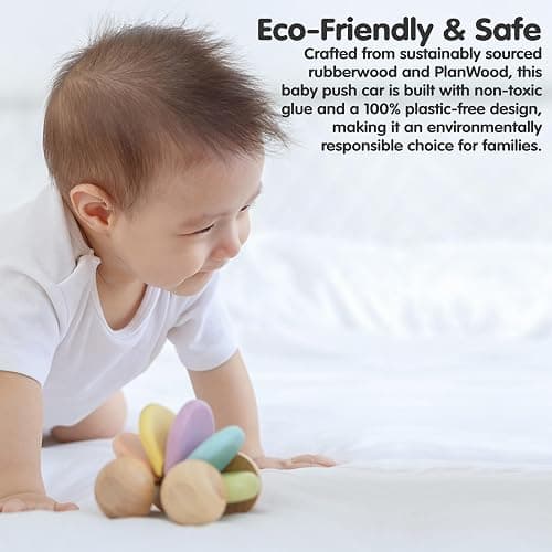 PlanToys® Wooden Baby Push Toy Car | Montessori Toy for Infants | Wooden Baby Toy with Flexible Body | Sensory & Motor Skill Development Toy for 6+ Months thumbnail 7