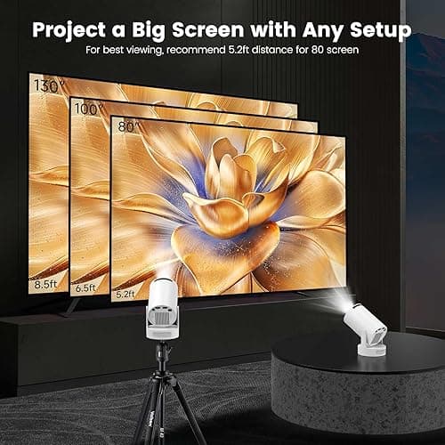 Mini Portable Projector with 4K Support, Bluetooth 5.4 WIFI6, 5watt Sound Base Speaker, 160 ANSI, Android 11, 210° Rotation , Auto Keystone Correction Video Projector HY300 ULTRA - HY300 ULTRA thumbnail 8