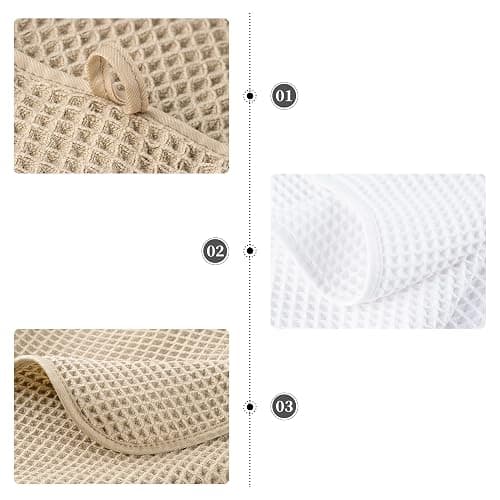 POLYTE 430 GSM Poly Blend Microfiber Quick Dry Waffle Bath Towel Set of 6 thumbnail 9