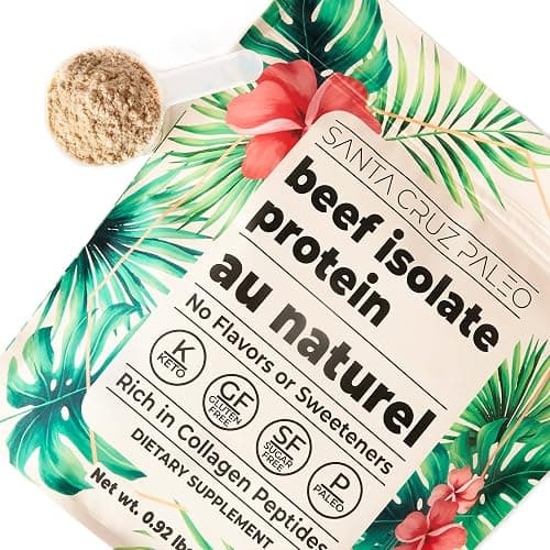 Santa Cruz Paleo, Beef Isolate Protein Powder, Au Naturel, Rich in Collagen Peptides for Protein Shakes or Smoothies, Gluten Free, Keto, Paleo, Unflavored, Unsweetened,1.1lbs (20g Protein Per Serving) thumbnail 8
