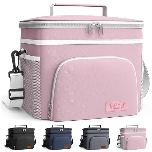 HOTOR Insulated Lunch Box for Men & Women - Leak-Proof Cooler Lunch Bag with 4 Pockets, Adjustable Strap, Ideal for Work, Picnic, Travel - Medium, Light Pink, 10.2"×6.9"×8.5" - Image 1