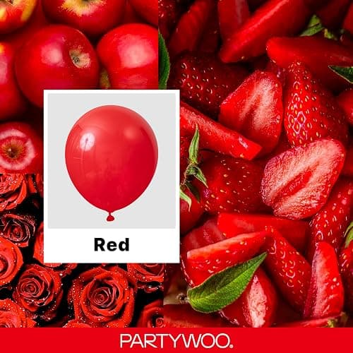 PartyWoo Red Balloons 140pcs Different Sizes of 18 12 10 5 Inch | Balloons for Birthday Graduation Bachelorette Citizenship Anniversary Cherry Casino Theme Party Decorations Red-Y57 thumbnail 3