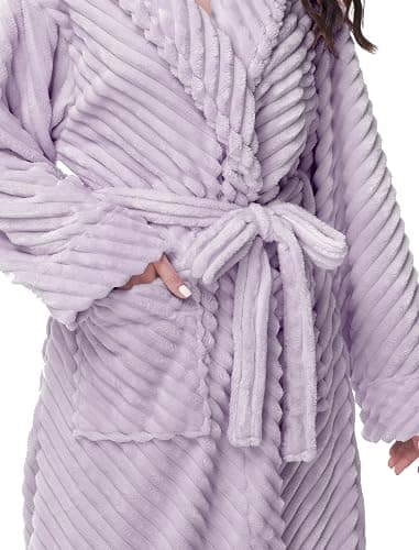 Yurhap Premium Robes for Women - Super Soft Cozy Fleece Womens Robe Plush Long Bathrobe thumbnail 3