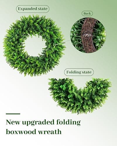 DDHS 20'' Boxwood Wreaths Front Door Artificial Spring Wreath. Wreaths for Front Door Farmhouse Wedding Green Year Round Indoor Outdoor for Summer Wreath St Patricks Day Decorations -(Hello Sign) thumbnail 4