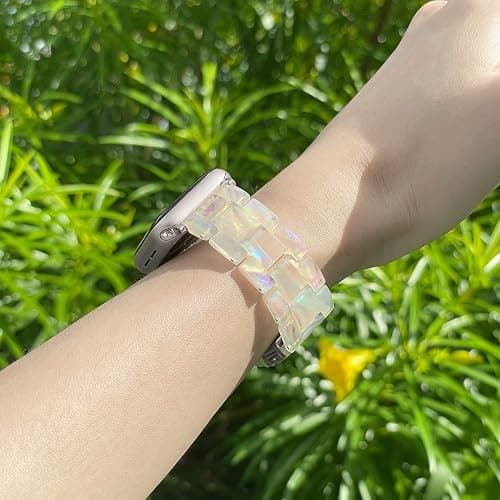 Pleixiu Lightweight Resin Band For Apple Watch Series 11 10 SE 9 8 7 6 5 4 3 2 1 Ultra 3 2, Fashion Adjustable Replacement Strap for iWatch Bands 38mm 40mm 41mm 42mm 44mm 45mm 46mm 49mm for Women Men thumbnail 5