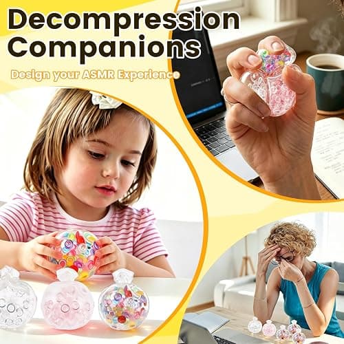 DIY Stress Ball Making Kit,15 Sets Complete Squishy Maker Kit with Expandable Tool & Crunchy Fillers,Custom ASMR Sensory Squeeze Ball Skin Kit for Adults, Kids Anxiety Relief, Office Desk Toy (#A) thumbnail 7