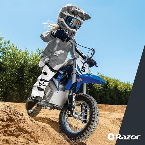 Razor MX350 Dirt Rocket Electric Motocross Bike, Blue, 10-12 inches - Mx350 - Blue thumbnail 2