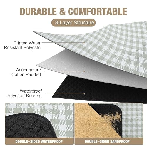 Picnic Blankets Outdoor Extra Large - 80"x80" Portable Waterproof Picnic Blanket, Machine Washable 3-Layer Foldable Park Mat with Sandproof Backing for Grass, Hiking, Travel, Concerts, Indoor (Green) thumbnail 2