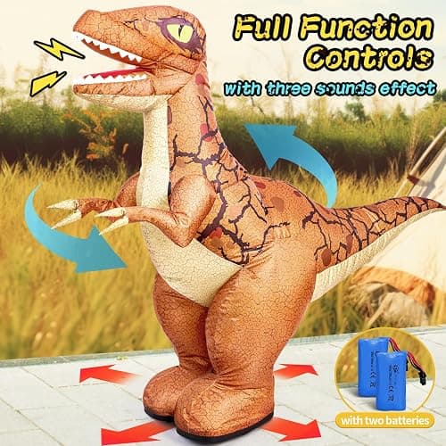 TOPMVP 2.4GHZ Remote Control Inflatable Dinosaur Toy for Kids,Electric Toy Dinosaur with Sound & 360°Rotation,Walking Rechargeable Outdoor Toys for Boys Kids Age 6+ Birthday Gift thumbnail 5