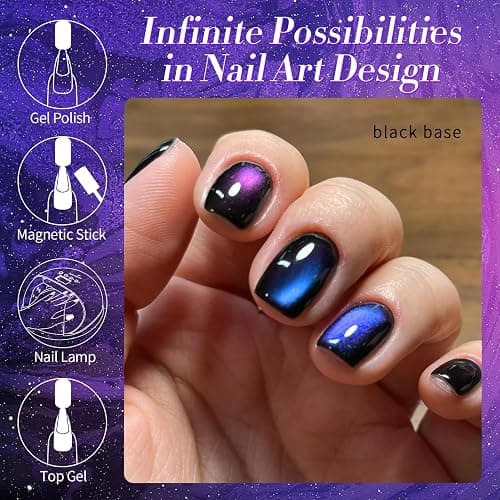 BORN PRETTY Heaven Purple Cat Magnetic Eye Gel Polish Chameleon Gel Polish | Holorgraphic Cat Magnetic Eye Gel Polish Glitter Gel Polish Soak Off Nail Art Salon Home Gift for Women Girl thumbnail 7
