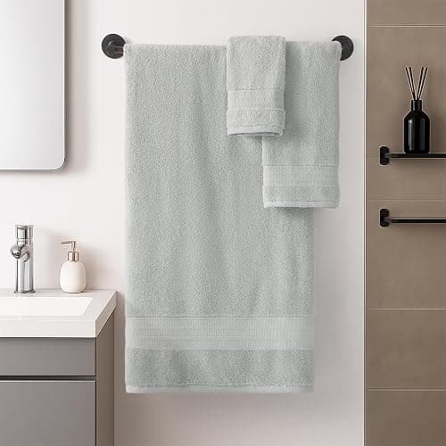 REDKISS 8 Piece Grey Towels Set - 100% Cotton Towels Set with 2 Large Bath Towels, 2 Hand, 4 Washcloths, 600 GSM Highly Absorbent Bath Towel Sets, Gray Quick Dry Shower Towel for Family Gym thumbnail 2