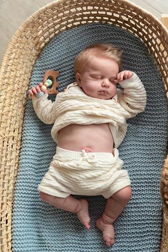 Anano Reborn Baby Dolls Sleeping Baby Boy LOULOU 20 inches Waterproof Anatomically Correct Full Body Baby Doll With Hand Rooted Hair for Kids Ages 3+ - Image 1