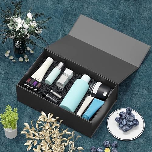 RYDDOY Black Gift Box, 9.5x6x3'' Gift boxes for Presents with Lids Magnetic Closure Rectangle Collapsible for Groomsman Proposal Box, Wedding, Christmas, Halloween, Birthday Gift Packging thumbnail 2