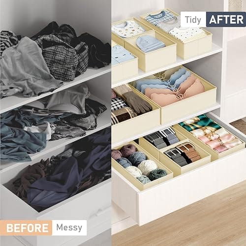 DIMJ Drawer Organizer Clothes - 20 Pack Closet Drawer Organizer Bins for Baby Clothes Storage, Fabric Dresser Organizer for Nursery Bedroom, Foldable Small Drawer Dividers for Underwear Socks thumbnail 4