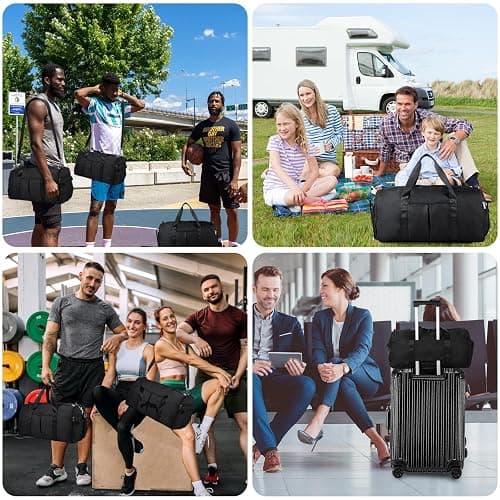 DAYGOS Sporttasche Herren, Reisetasche mit Schuhfach & Nassfach, Wasserdicht 40L Sporttaschen Sportbeutel Schwimmtasche Trainingstasche für Sport, Gym & Fitness, Weekender Reisen Duffel Bag (Schwarz) thumbnail 7