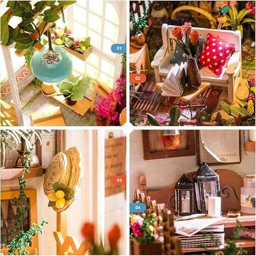 Rolife DIY Miniature House Kit Miller's Garden, Tiny House Kit for Adults to Build, Mini House Making Kit with Furnitures, Halloween/Christmas Decorations/Gifts for Family Friends (Miller's Garden) thumbnail 7